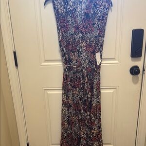 Croft & Barrow Purple and Blue Tie Front Tiered Maxi Dress